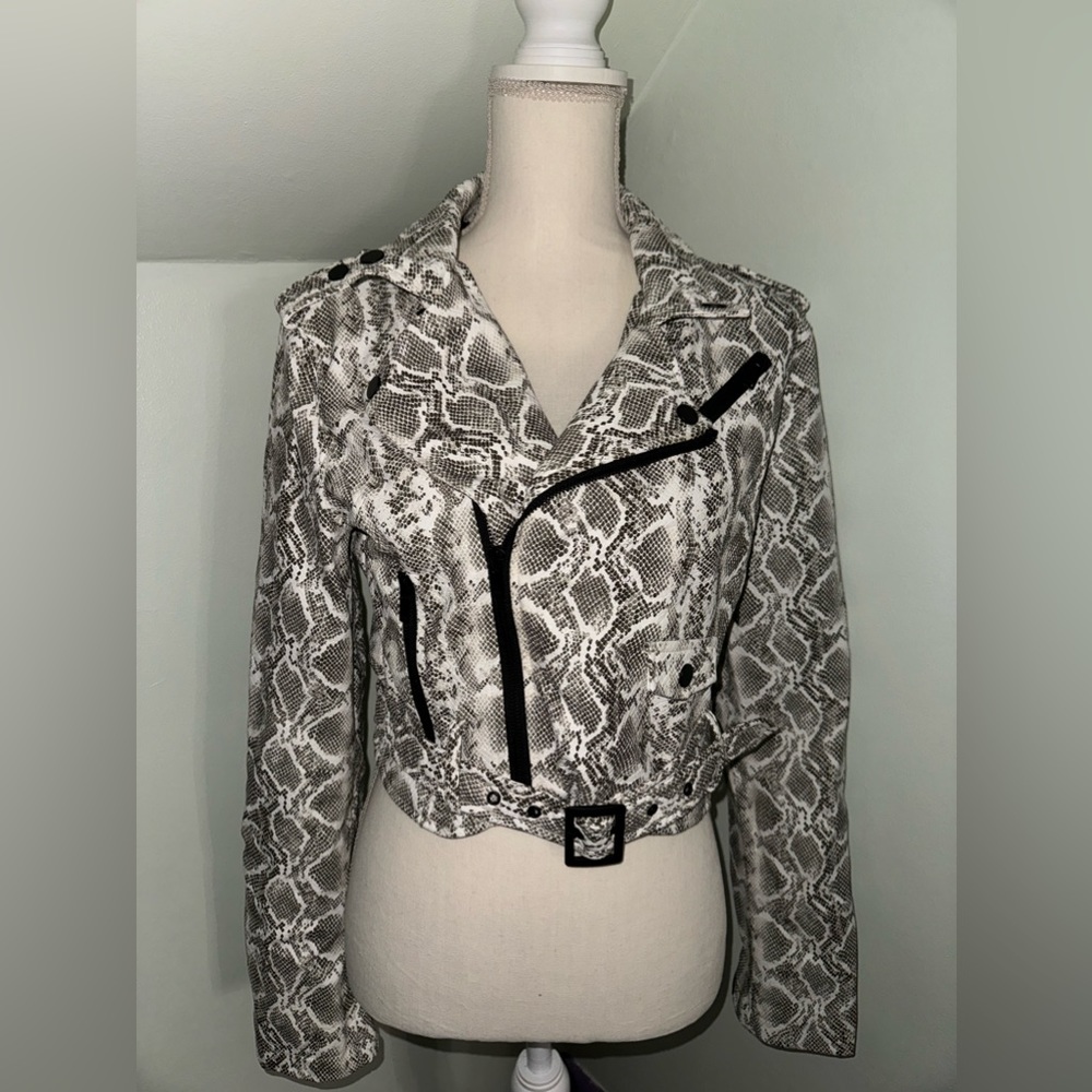 Snakeskin Faux Leather Jacket